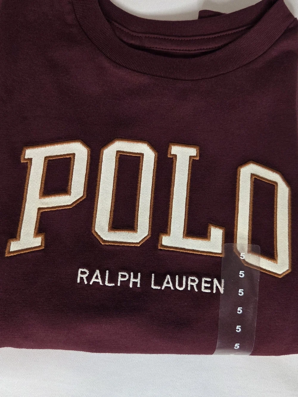 Ralph Lauren POLO Long Sleeve Tee - Burgundy with Cream Logo
